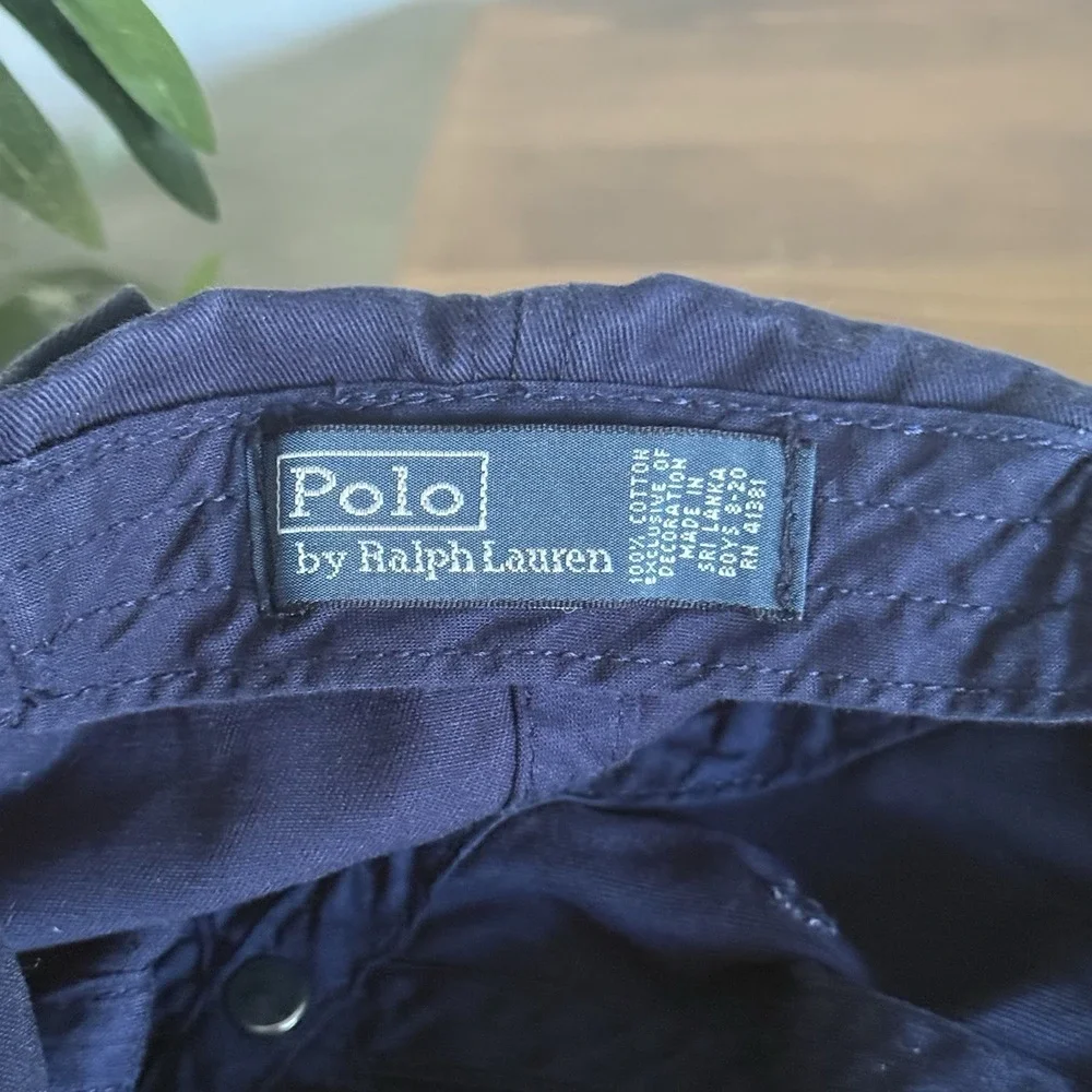 Y2K Polo Ralph Lauren Hat Navy Red Polo Chino Baseball Cap Adjustable Boys 8-20